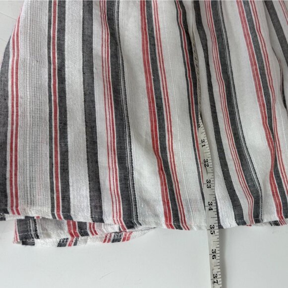 Ecowish Babydoll Pleated Dress Sz L Stripe Lightweight Linen Blend Short Length - Picture 10 of 16